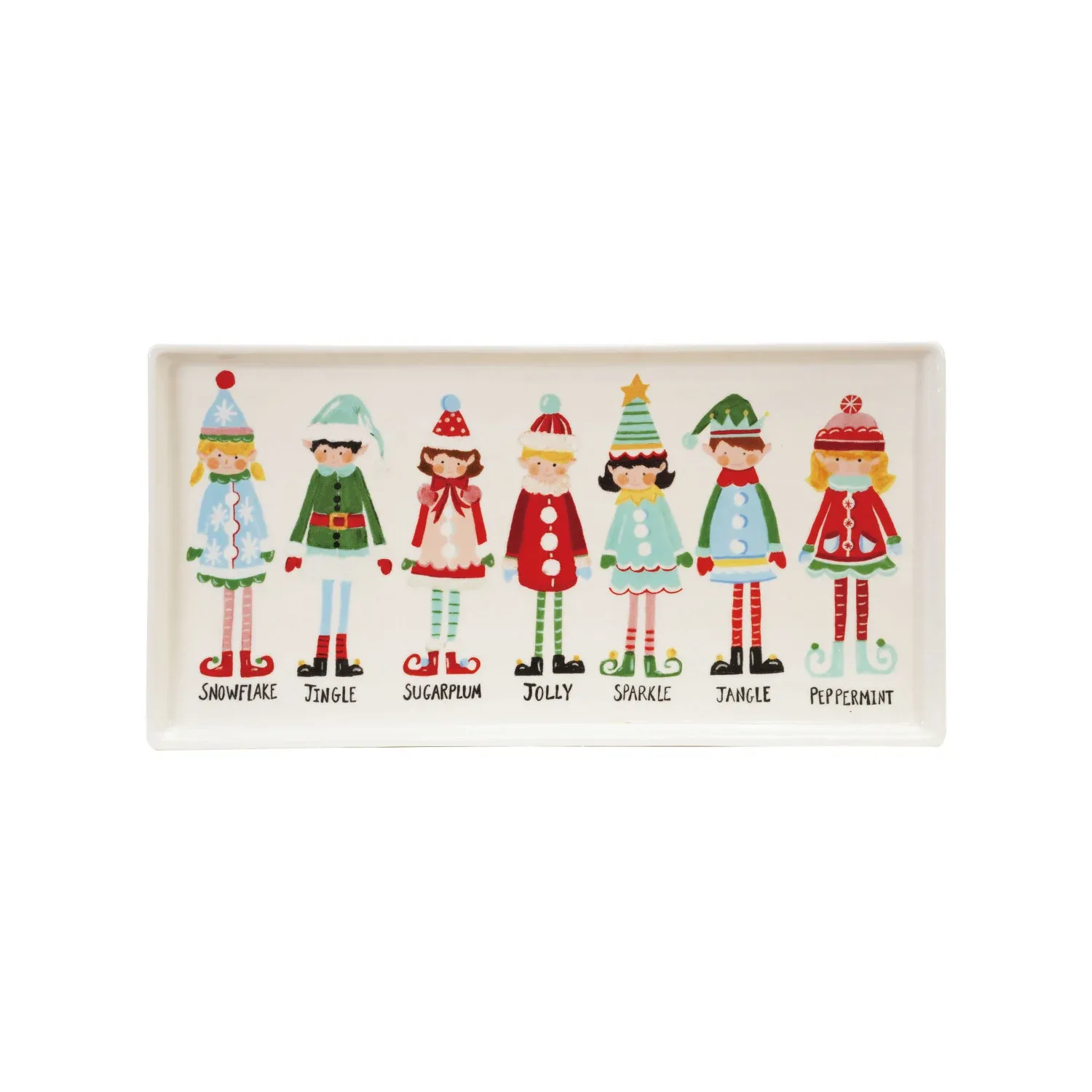 Stoneware Platter w Santa's Elves