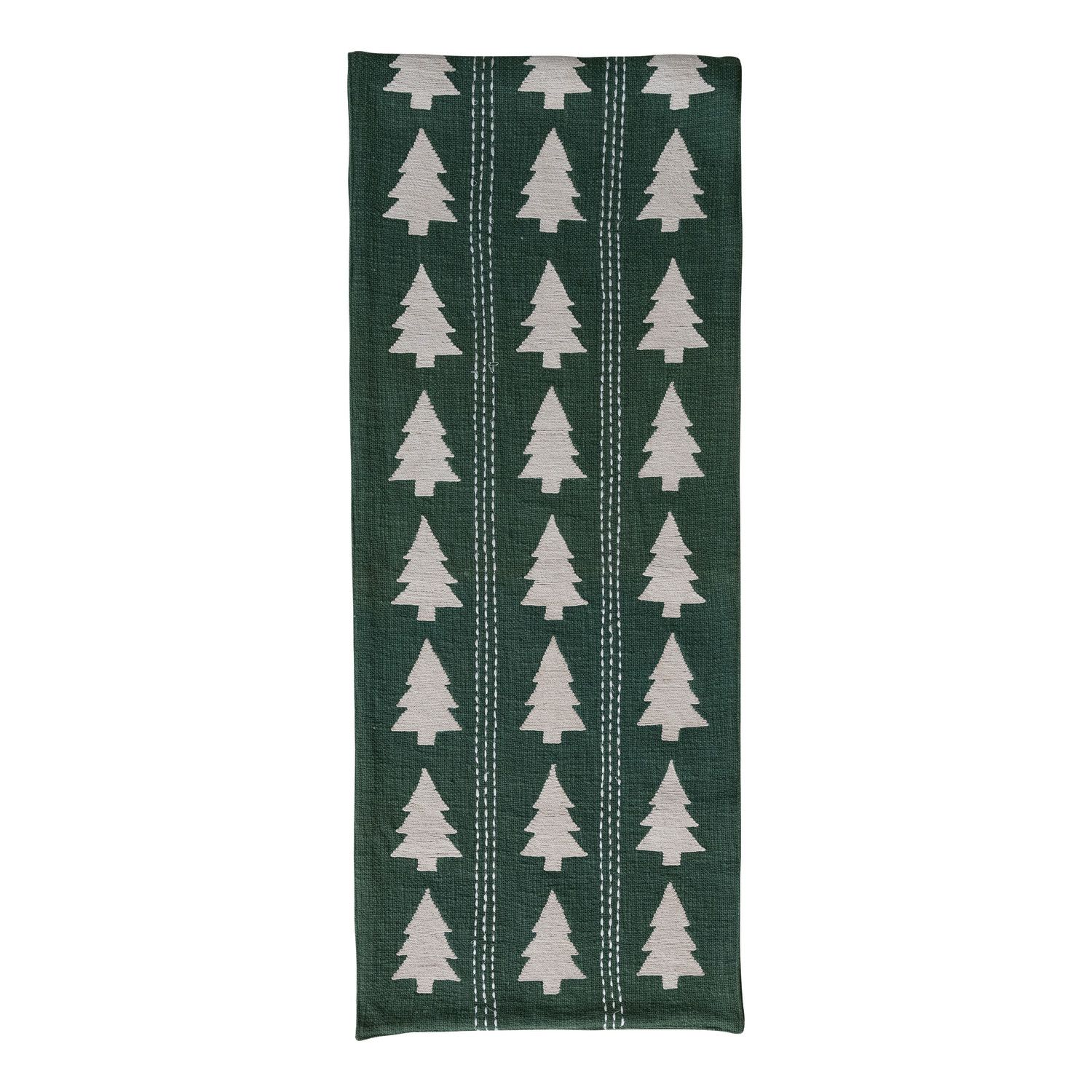 Cotton Table Runner w/ Trees Pattern