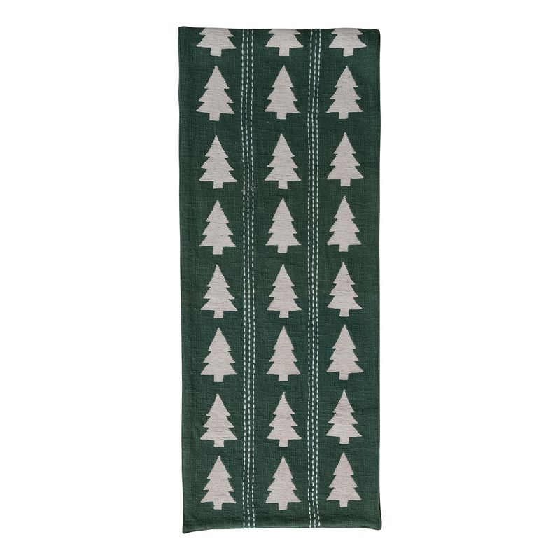 Cotton Table Runner w/ Trees Pattern