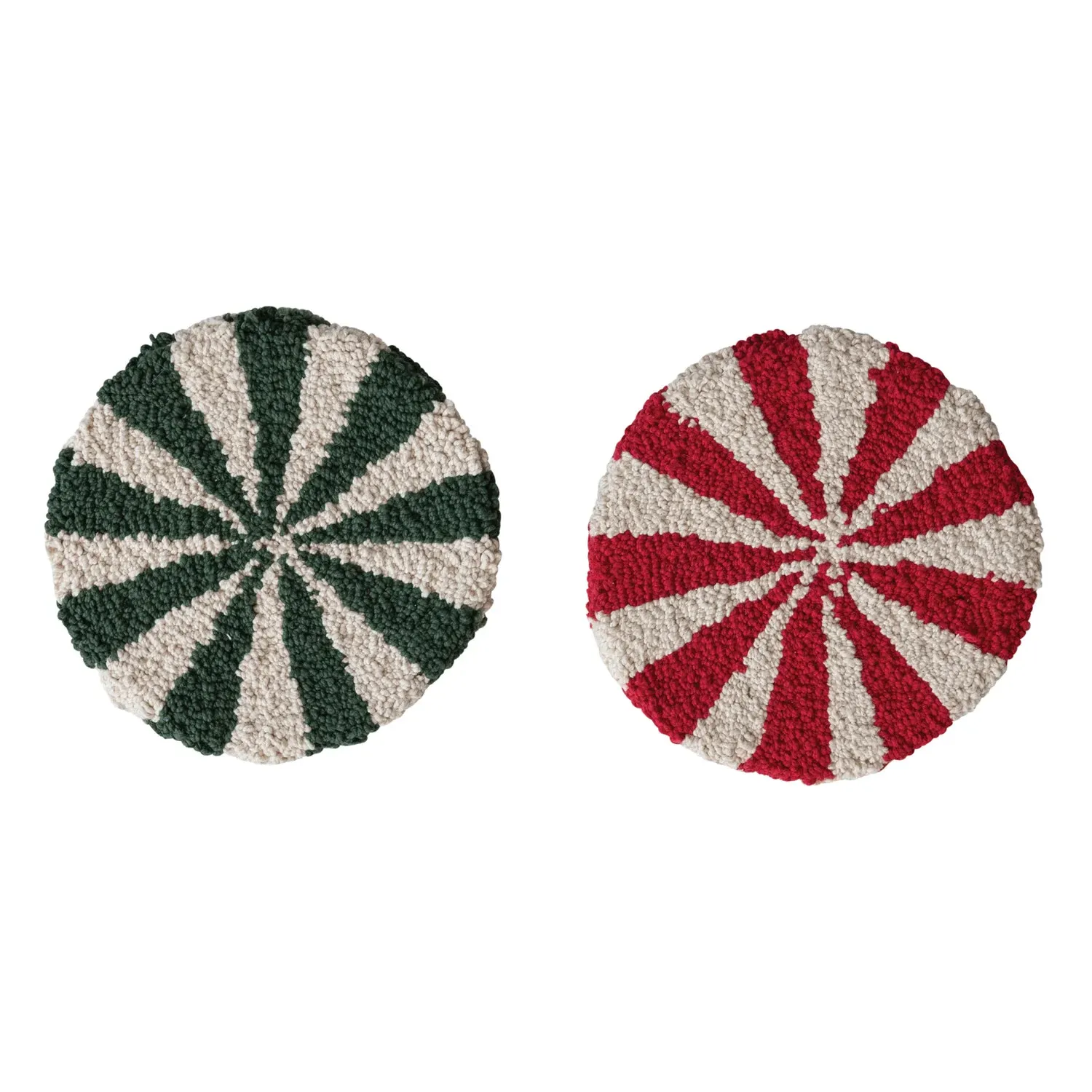 8" Round Cotton Tufted Candy Shaped Trivet, 2 Colors