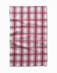 Candy Cane Plaid Tea Towel