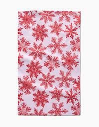 Snowy Days Red Tea Towel