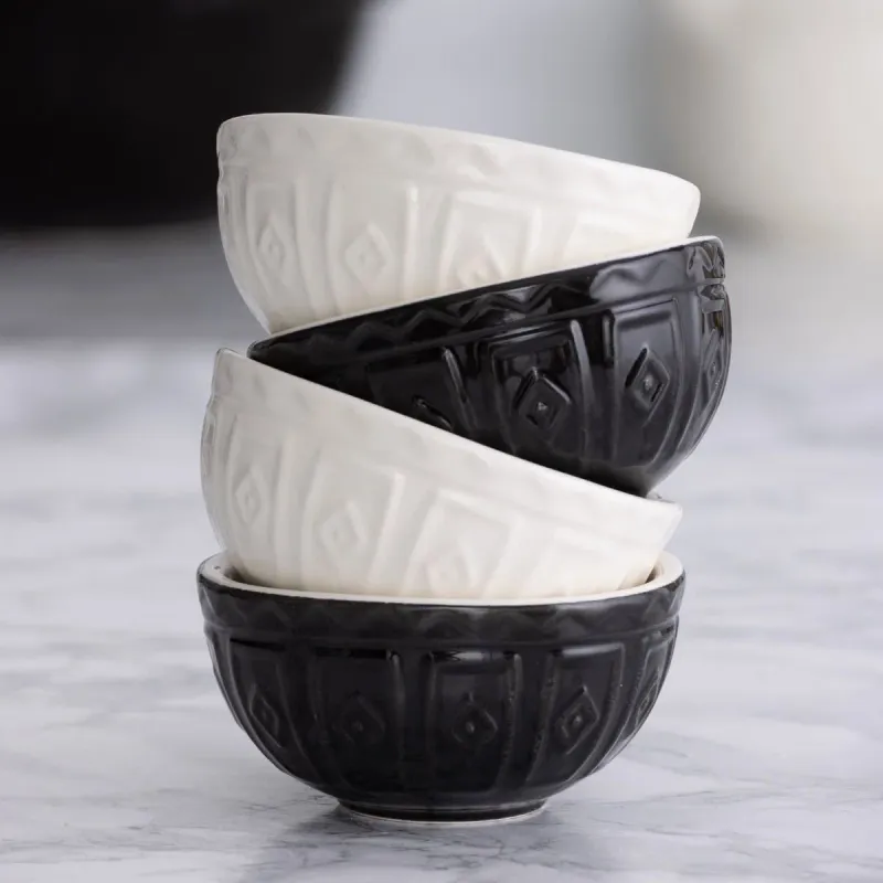 Black &amp; Cream Mini Bowls- Set of 4