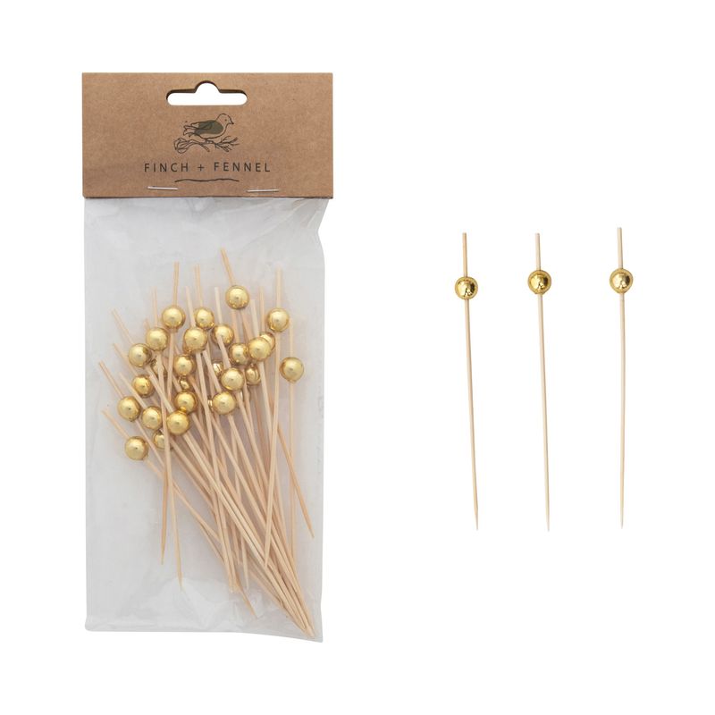 Bamboo Gold Ball Beads Shape Skewers