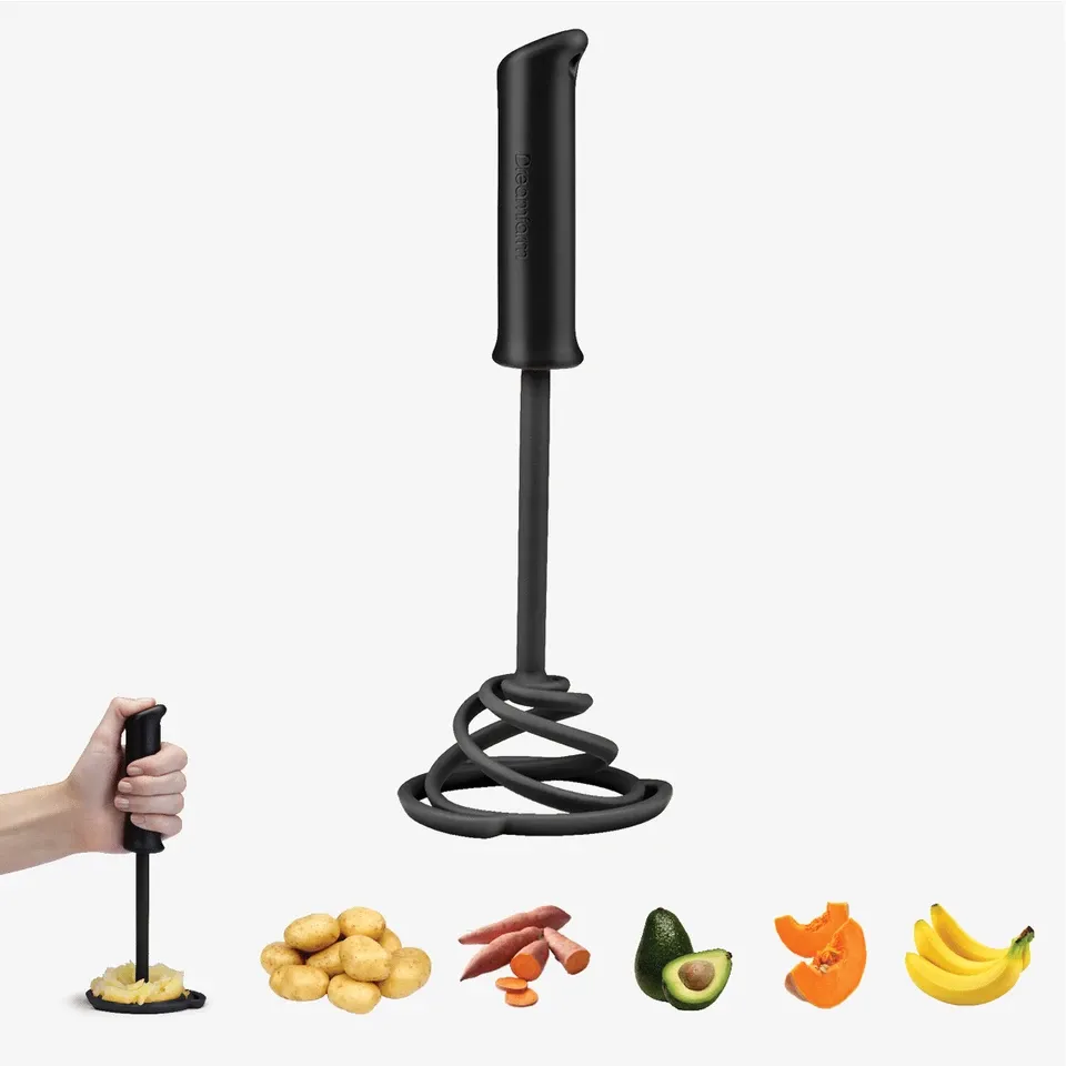 Smood Lite- Easy One-Press Smooth Potato Masher, Black