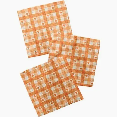 Pumpkin Check Dishcloth Set