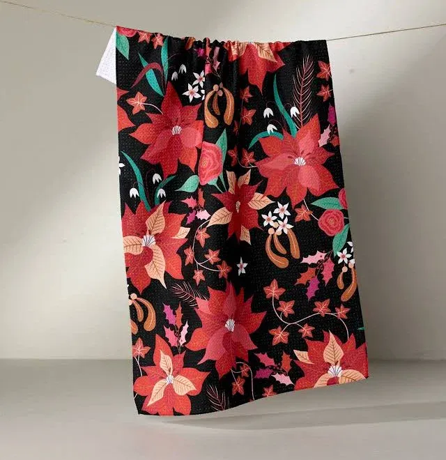 Poinsettia Tea Towel