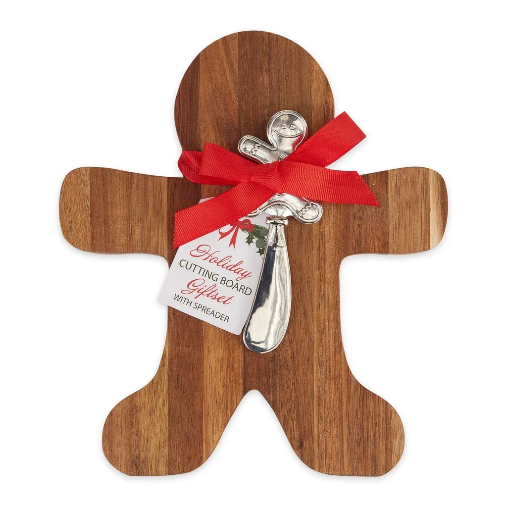 Holiday Cutting Board Giftset with Spreader- GIngerbread Man