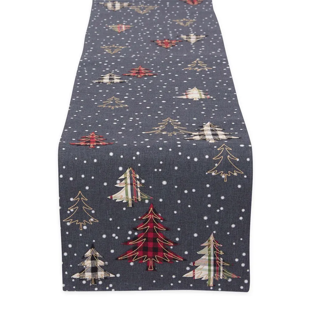 Snowy Trees Embellished Table Runner