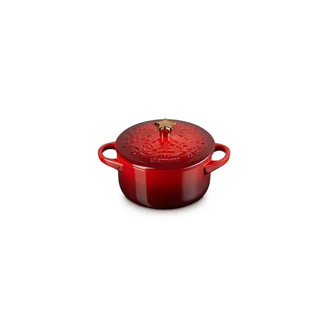 Mini Round Cocotte  Gold Star Knob - Cerise