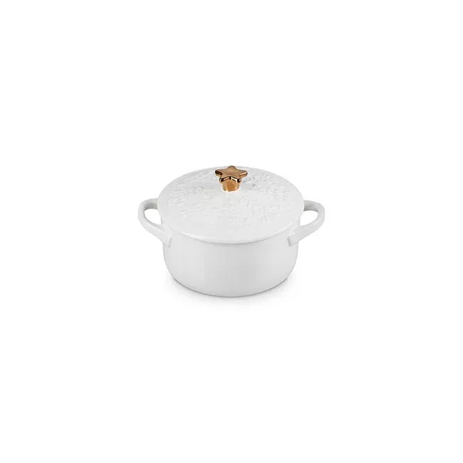 Mini Round Cocotte with gold star Knob - White