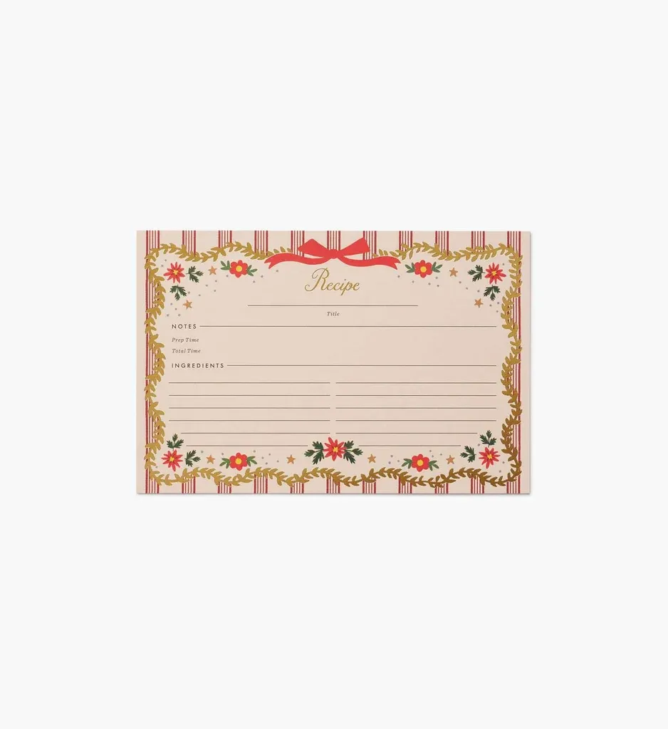 Pack of 12 Holly Jolly Recipe Cards