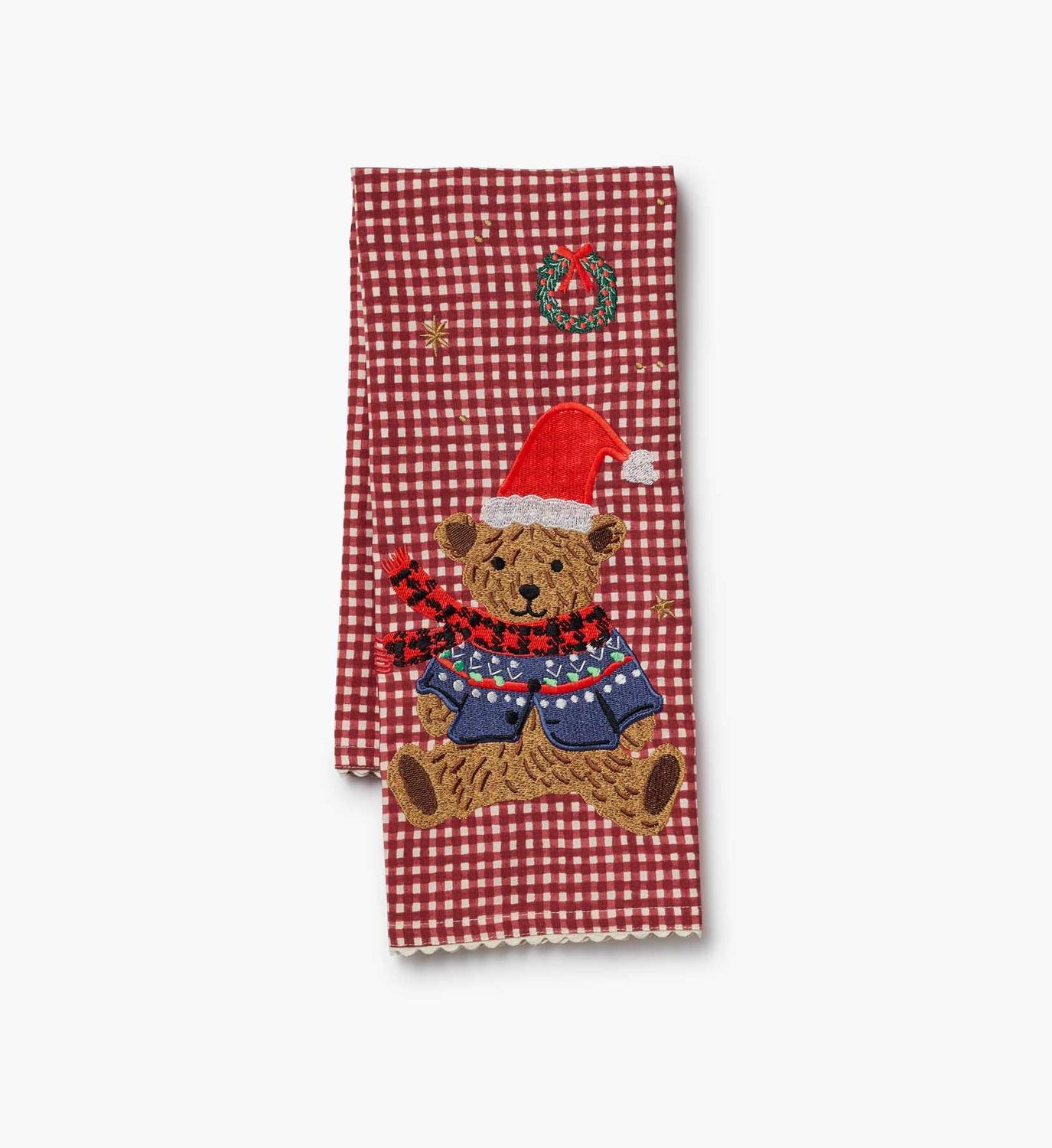 Beary Christmas Embroidered Tea Towel