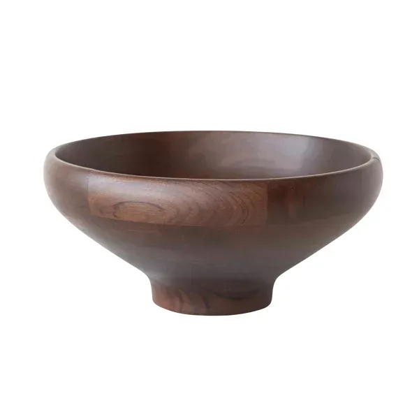 Mango Wood Footed Bowl, Walnut Finish