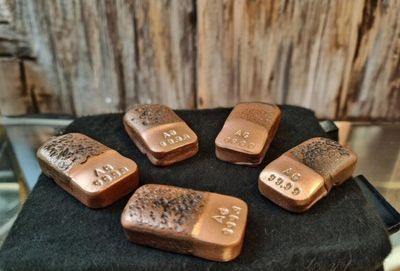 Set of 5 Pure Copper Ingots 500g 999.9 Fine Copper Bars for Stacking &amp; Collecting or display