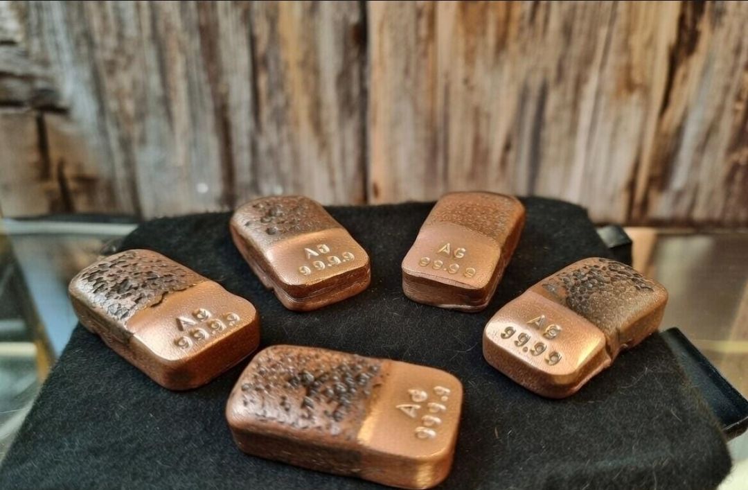 Fine Copper Ingots Set of 5, Handcrafted Stacking Bars
