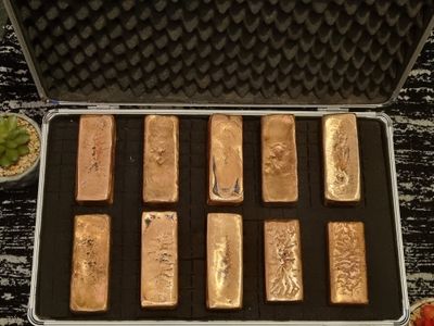Unbranded 10 x 1kg 999.9 Fine Copper Bars Set