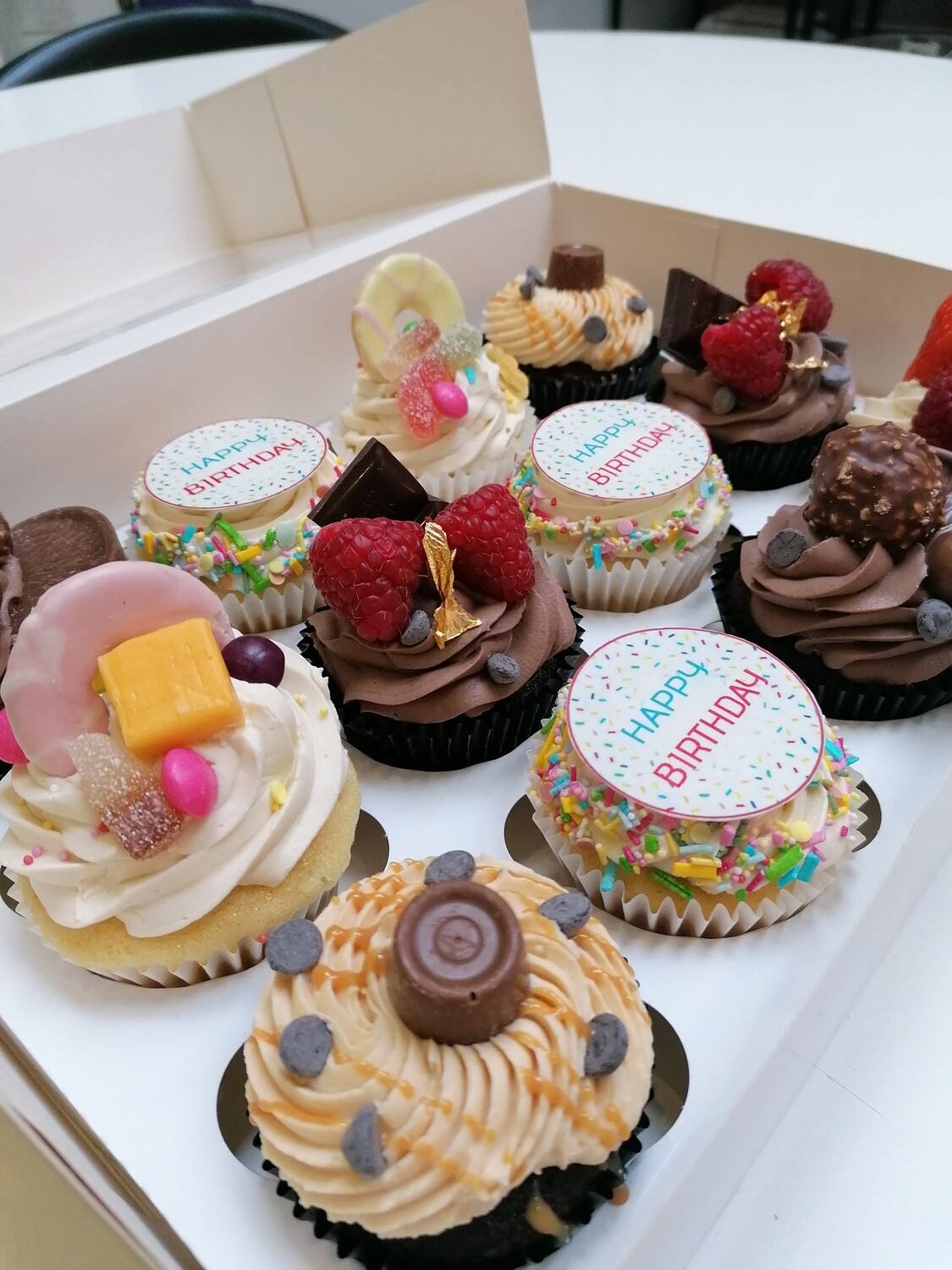 Personalised Assorted Cupcakes With Edible Image Greeting