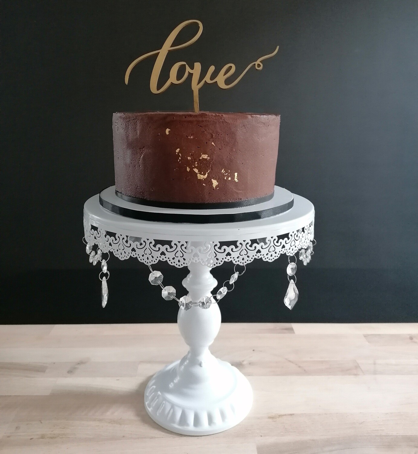 White Metal - Vintage with Filigree Design -  Pedestal -1 Tier Cake Stand - Code GD0060S - SMALL SIZE - 7.5" ROUND X 6.5" TALL