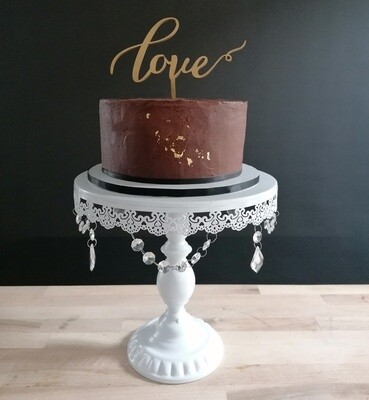 White Metal - Vintage with Filigree Design -  Pedestal -1 Tier Cake Stand - Code GD0060S - SMALL SIZE - 7.5" ROUND X 6.5" TALL