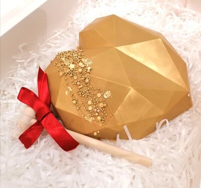 Gold Geometric Breakable/Smashable Caramel Chocolate Heart