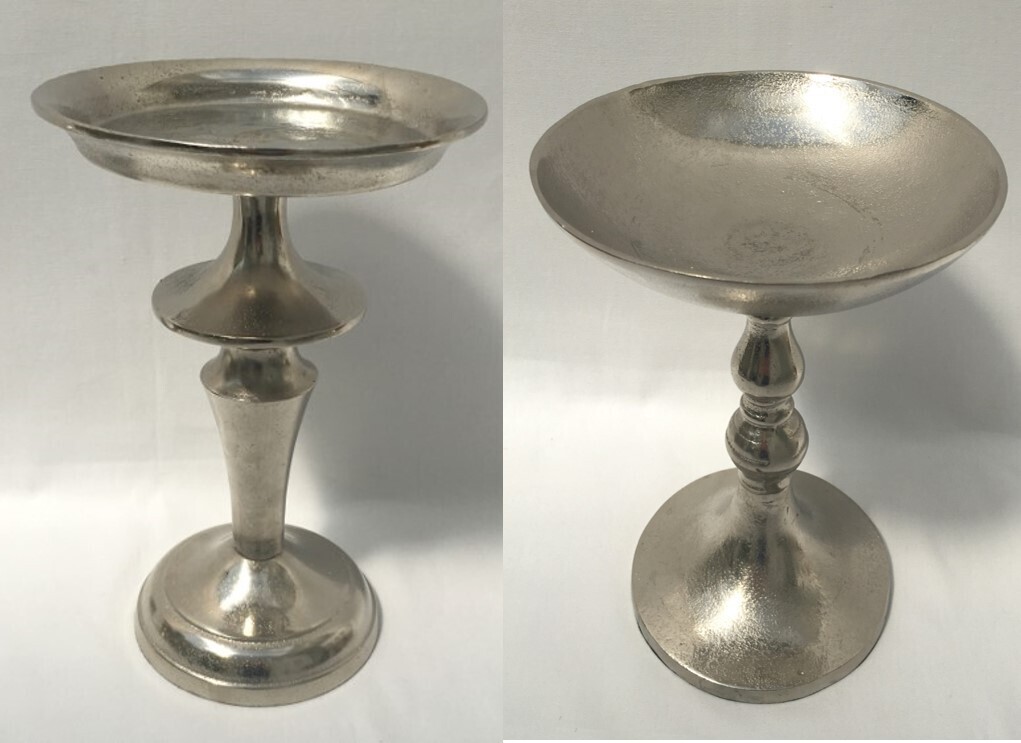 2 x Silver - Round - Pedestal - Set of 2 -Sweet / Macaron Stand - Code STP28