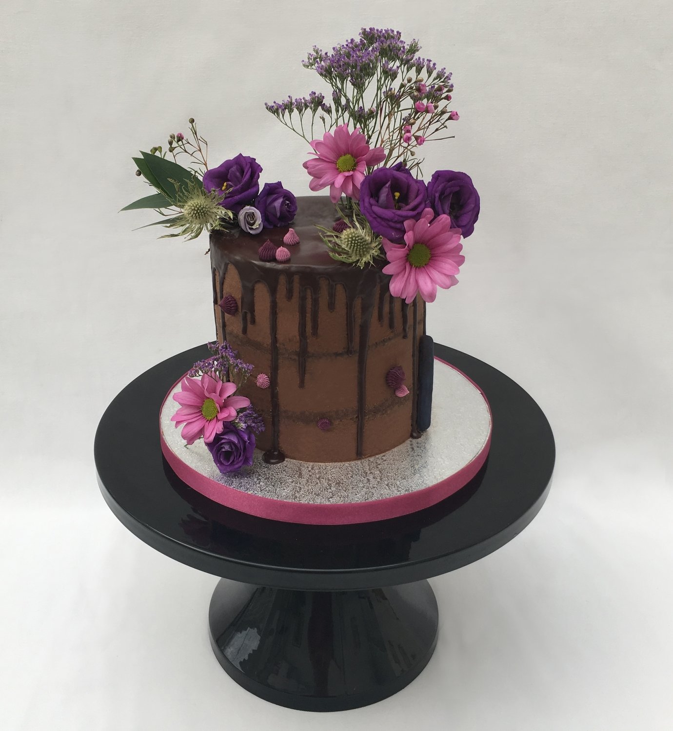 Fresh Flowers Chocolate Barrel Drip Cake