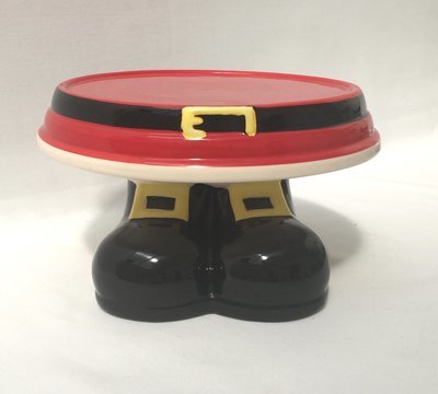 Red and Black - Ceramic - Santa's Legs - Pedestal - Cake Stand -  Code 0030