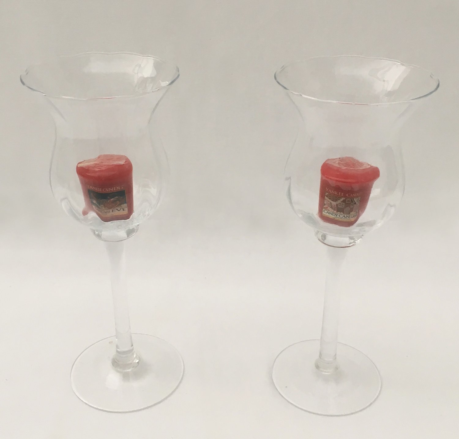 Glass - Tall Candle or Flower Holders x 2 - Code: GTC38