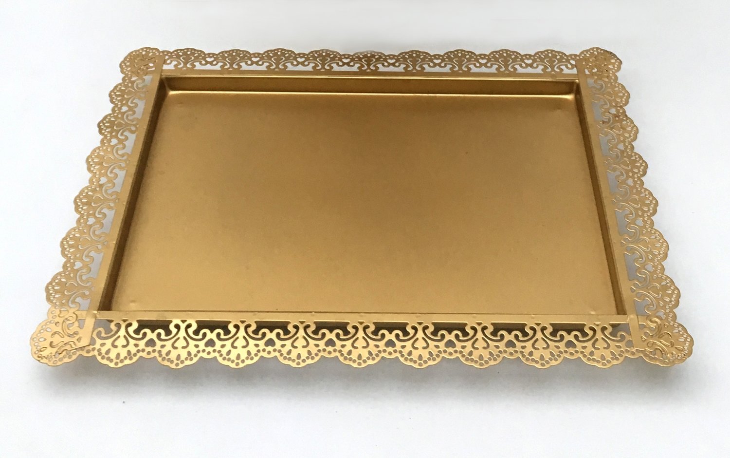 Medium Gold  - Platter  Rectangular - Vintage with Filigree Design -  Code GD0033