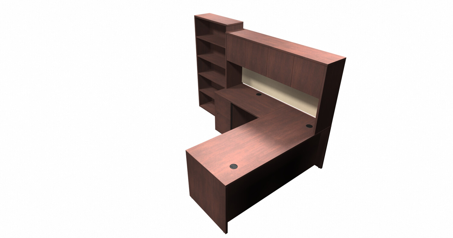 QS SCS Typical 6 Left Return L-Shape 
With Hutch and Tall Bookcase