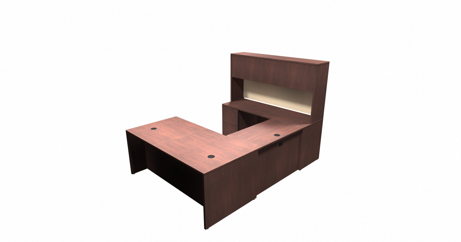QS SCS Typical 24 Executive Left Return U-Shape (Desk is 6&quot; Bigger)
with Hutch