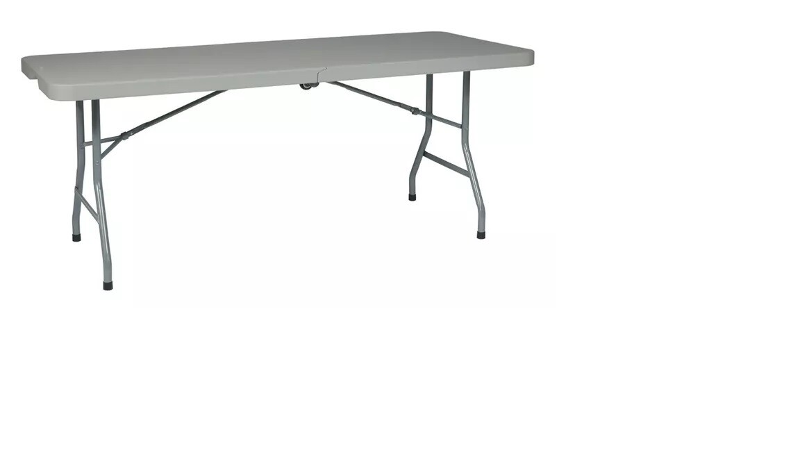 6' Resin Multi Purpose Center Fold Table With Wheels