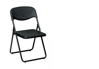 Black Frame Folding Chair With Plastic Seat and Back (4 Pack)