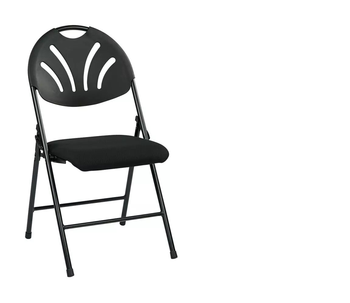 Black Frame Folding Chair With Plastic Fan Back (4 Pack)
