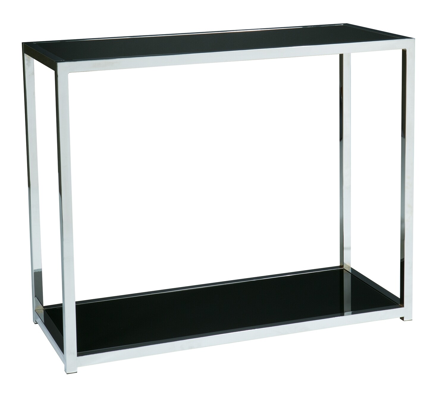Yield Foyer/Sofa Table with Chrome Frame and Black Glass Top