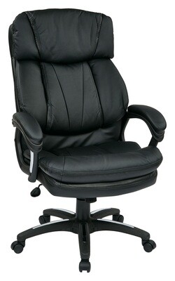 Oversized Faux Leather Executive Chair with Padded Loop Arms