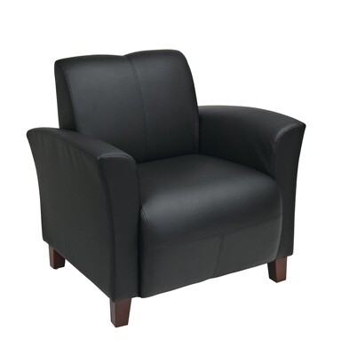 Bonded Leather Breeze Club Chair with Cherry Finish Legs