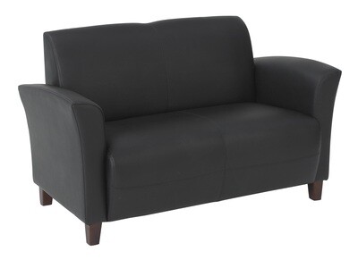 Bonded Leather Breeze Loveseat with Cherry Finish Legs