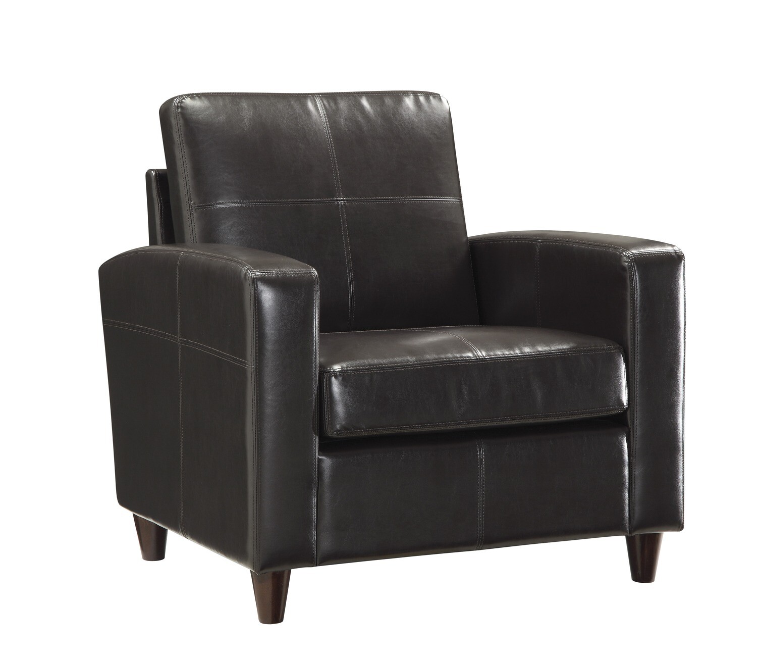 Espresso or Black Bonded Leather Club Chair with Espresso Finish Legs
