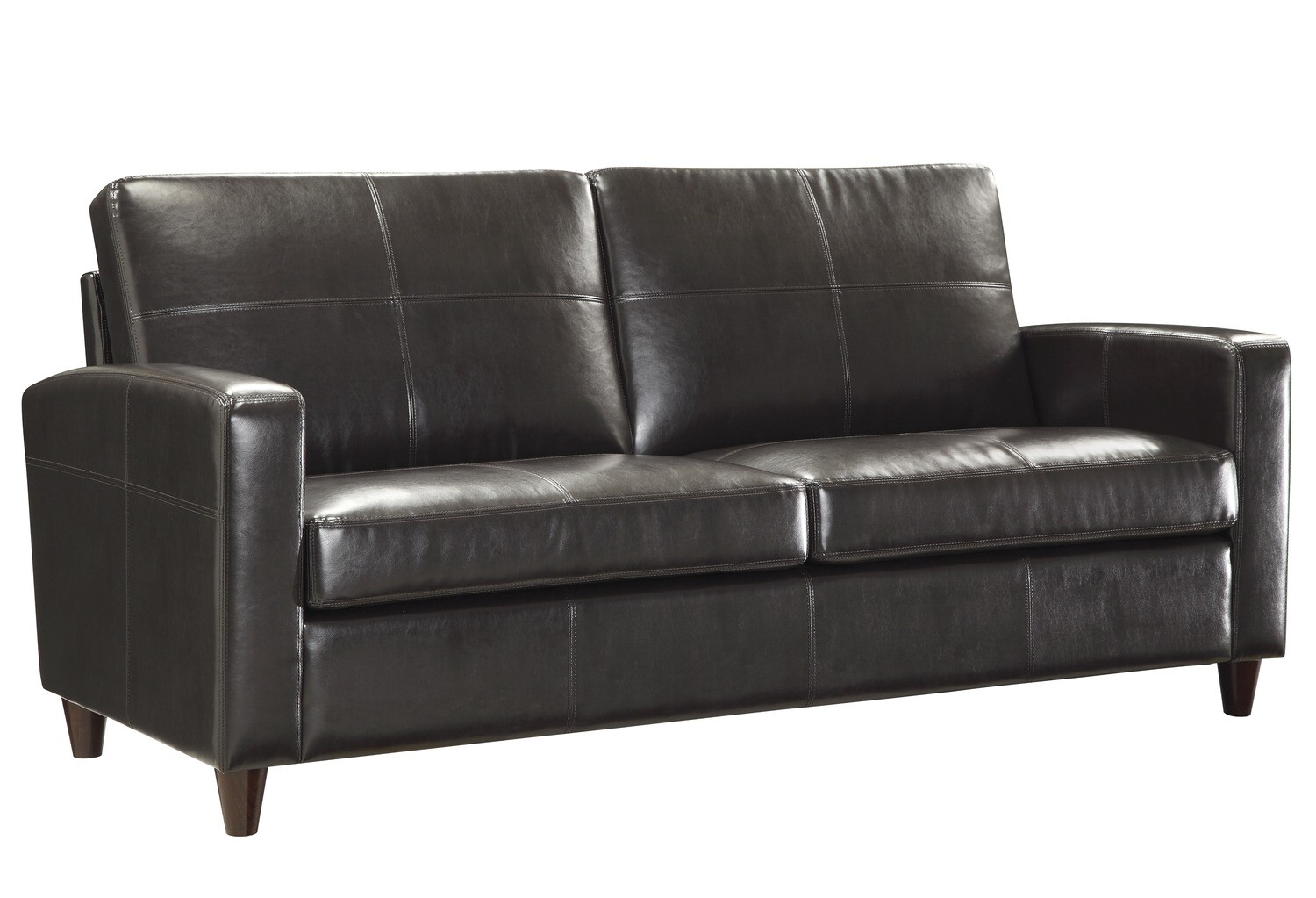 Espresso or Black Bonded Leather Sofa with Espresso Finish Legs
