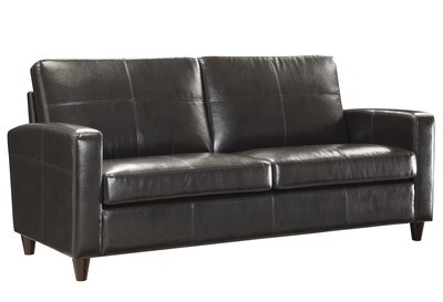 Espresso or Black Bonded Leather Sofa with Espresso Finish Legs