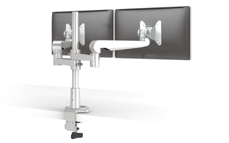 EVOLVE-Series Dual Monitor arm w/2 Fixed Limbs, SILVER Finish