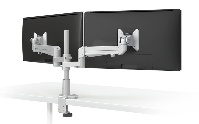 EVOLVE-Series Dual Monitor arm w/2 Motion Limbs, SILVER Finish