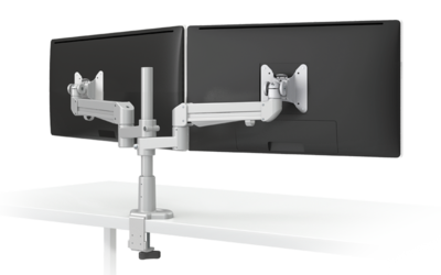 EVOLVE-Series Dual Monitor arm w/2 Motion Limbs, SILVER Finish