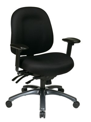 MULTI-FUNCTION MID BACK CHAIR WITH SEAT SLIDER AND TITANIUM FINISH BASE