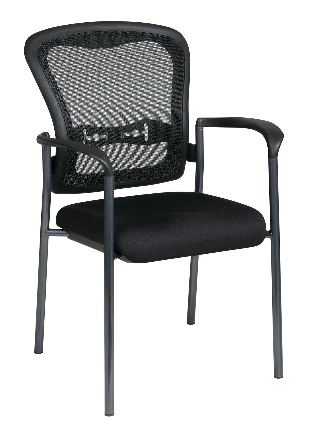 TITANIUM FINISH VISITORS CHAIR WITH ARMS AND PROGRID® BACK