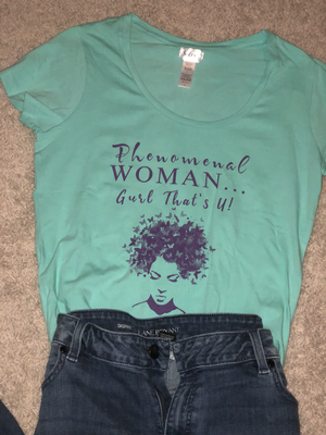 Phenomenal Woman Tee in Various Color w Purple logo