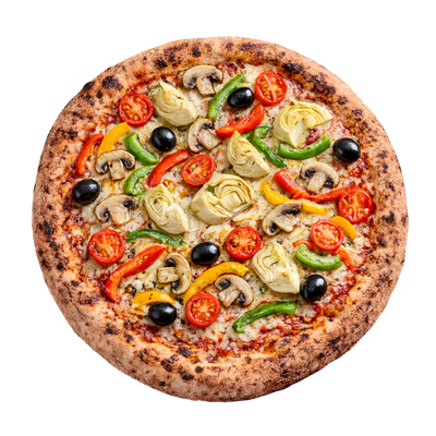 La Végétarienne - Sauce tomate italienne, olives, poivrons, champignons, cœurs d’artichauts, tomates fraîches