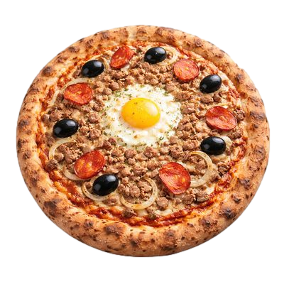 La Texane - Sauce tomate italienne, olives, chorizo espagnol, oignons, haché de bœuf